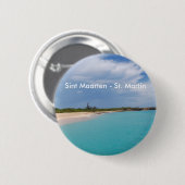 Sint Maarten - St. Martin Beach Scene Button (Vorne & Hinten)