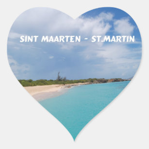 Sint Maarten - St. Martin Beach Scene Herz-Aufkleber