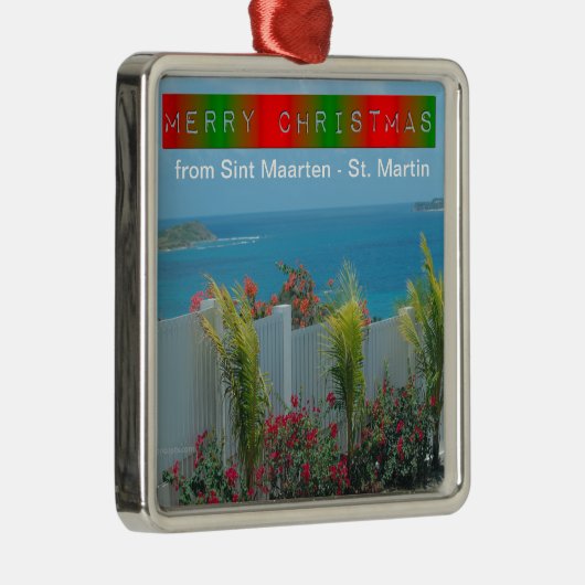 Sint Maarten - St. Martin Ocean Blue Seascape Ornament Aus Metall (Rechts)