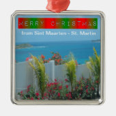 Sint Maarten - St. Martin Ocean Blue Seascape Ornament Aus Metall (Vorne)