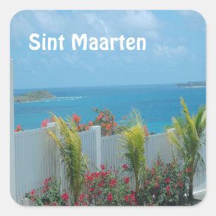 Sint Maarten - St. Martin Ocean Blue Seascape Squa Quadratischer Aufkleber
