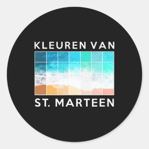 Sint Marteen Dutch Islands Beach Colors T Shirt Runder Aufkleber