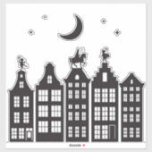 Sinterklaas Atop Canal Houses Window Sticker (Blatt)
