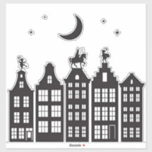 Sinterklaas Atop Canal Houses Window Sticker