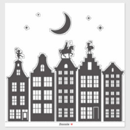 Sinterklaas Atop Canal Houses Window Sticker