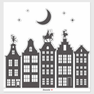 Sinterklaas Atop Canal Houses Window Sticker