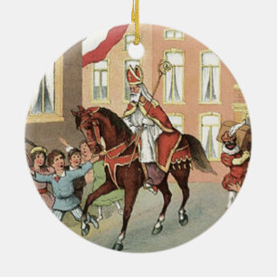 Sinterklaas Dutch St. Nick Vintag St. Nicholas Keramik Ornament