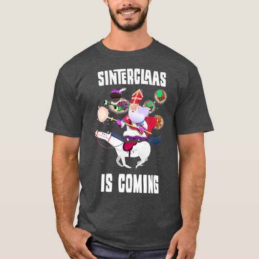 Sinterklaas kommt als Geschenk zu lustigen Weihnac T-Shirt (Vorderseite)