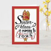 Sinterklaas kommt mit Miter und Star in die Stadt Karte (Gelbe Blume)