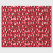 Sinterklaas met paard en huisjes rood geschenkpapier (Flach)