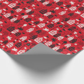 Sinterklaas met paard en huisjes rood geschenkpapier (Ecke)