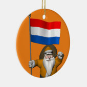 Sinterklaas mit Abzeichen der Niederlande Keramik Ornament (Rechts)