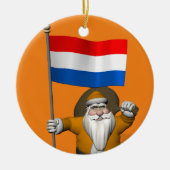 Sinterklaas mit Abzeichen der Niederlande Keramik Ornament (Vorne)