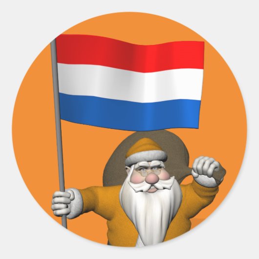 Sinterklaas mit Abzeichen der Niederlande Runder Aufkleber (Vorderseite)