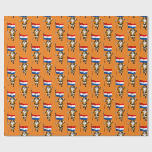 Sinterklaas mit Flagge der Niederlande Geschenkpapier (Flach)