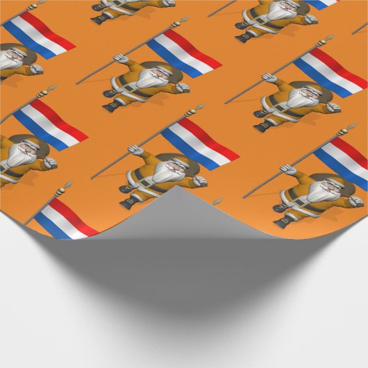 Sinterklaas mit Flagge der Niederlande Geschenkpapier (Ecke)