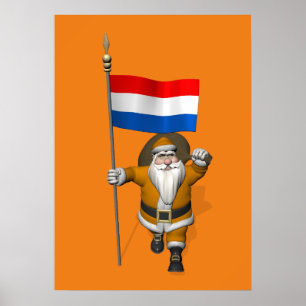 Sinterklaas mit Flagge der Niederlande Poster