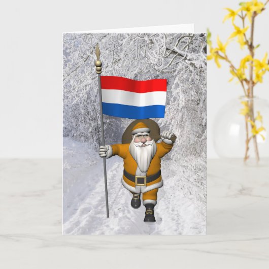 Sinterklaas mit niederländischer Flagge Karte (Gelbe Blume)