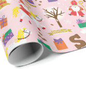 Sinterklaas mit weißem Pferd, Geschenken und Schok Geschenkpapier (Rolleneckpunkt)