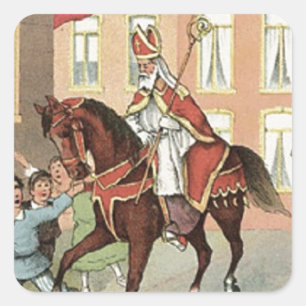 Sinterklaas Niederländischer St. Nick Vintage St. Quadratischer Aufkleber
