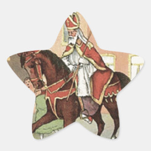 Sinterklaas Niederländischer St. Nick Vintage St. Stern-Aufkleber