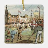 Sinterklaas niederländisches St.-Nick Vintager Keramikornament (Vorderseite)