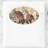Sinterklaas niederländisches St.-Nick Vintager Ovaler Aufkleber (Tasche)