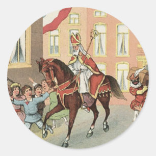 Sinterklaas niederländisches St.-Nick Vintager Runder Aufkleber
