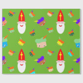Sinterklaas pakpapier met gekleurde pietjes geschenkpapier (Flach)