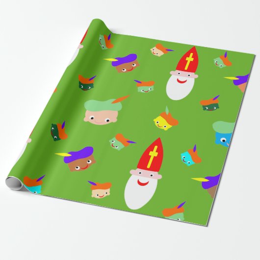 Sinterklaas pakpapier met gekleurde pietjes geschenkpapier (Ungerollt)