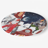 Sinterklaas und Piet auf den Dächern der Amsterdam Pappteller (Schrägansicht)