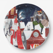 Sinterklaas und Piet auf den Dächern der Amsterdam Pappteller (Vorderseite)