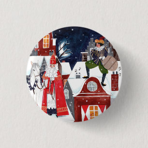 Sinterklaas und Piet auf den Dächern von Amsterdam Button