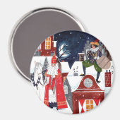Sinterklaas und Piet auf den Dächern von Amsterdam Magnet (Vorderseite/Rückseite)