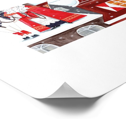 Sinterklaas und Piet auf den Dächern von Amsterdam Poster (Ecke)