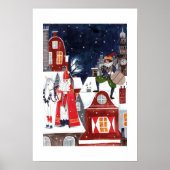Sinterklaas und Piet auf den Dächern von Amsterdam Poster (Vorne)