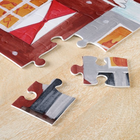 Sinterklaas und Piet auf den Dächern von Amsterdam Puzzle (Seite)