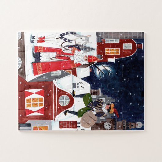 Sinterklaas und Piet auf den Dächern von Amsterdam Puzzle (Horizontal)