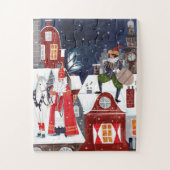 Sinterklaas und Piet auf den Dächern von Amsterdam Puzzle (Vertikal)