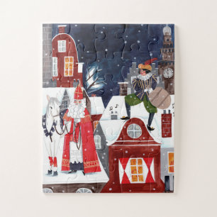 Sinterklaas und Piet auf den Dächern von Amsterdam Puzzle