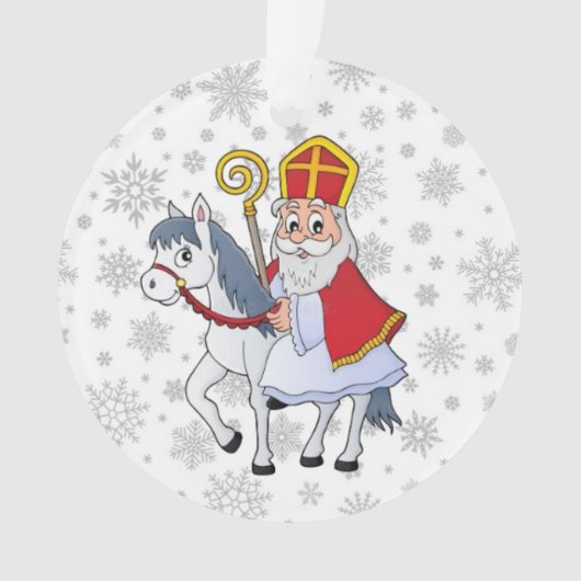 Sinterklaas und sein Weiße Pferd-Ornament Ornament (Vorderseite)