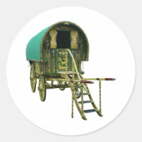Sinti und Roma Bowtop Caravan Klassik Rundaufklebe