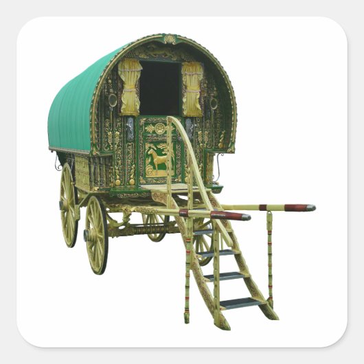 Sinti und Roma Bowtop Caravan Quadratischer Aufkleber (Vorderseite)