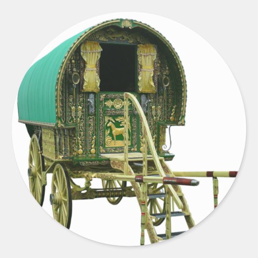 Sinti und Roma Bowtop Caravan Runder Aufkleber (Vorderseite)