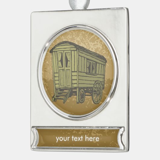 Sinti und Roma Caravan Banner-Ornament Silber (Links)