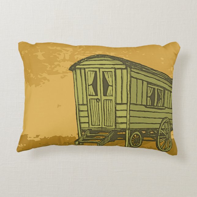 Sinti und Roma Caravan Dekokissen (Rückseite)