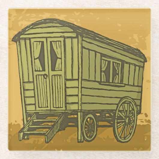 Sinti und Roma Caravan Glasuntersetzer (Vorderseite)
