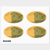 Sinti und Roma Caravan Ovaler Aufkleber (Blatt)