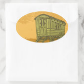 Sinti und Roma Caravan Ovaler Aufkleber (Tasche)