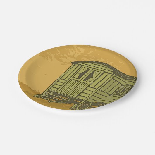 Sinti und Roma Caravan Pappteller (Schrägansicht)